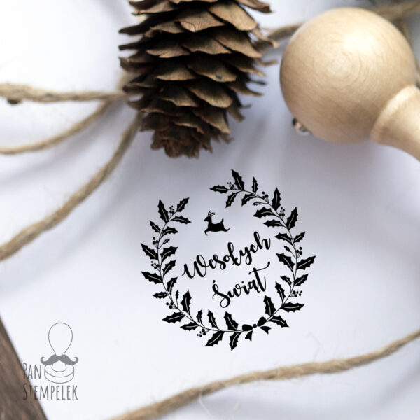 stempel wesołych świąt świąteczny renifer wigilia boże narodzenie choinka logo podziękowanie dla klientów